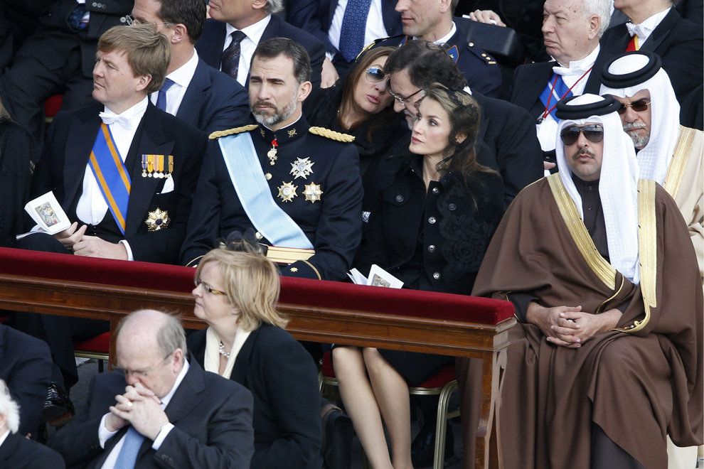 Los príncipes de Asturias en el acto de beatificación de Juan Pablo II, en 2011.