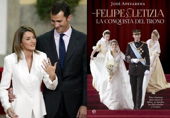 A la izquierda, los príncipes, en el anuncio de su compromiso. A la derecha, la portada del nuevo libro de José Apezarena.
