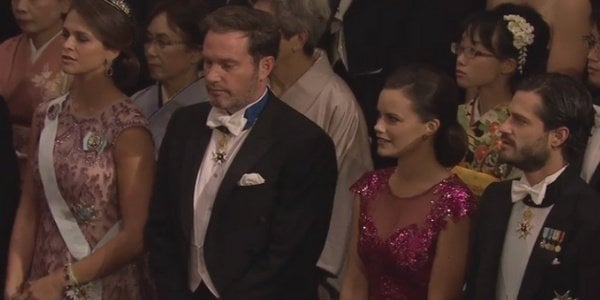 La princesa Magdalena, Chris O'Neill, Sofía Hellqvist y el príncipe Carlos Felipe en los Nobel.