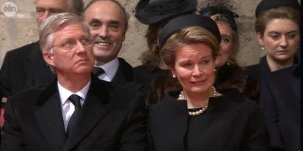 Felipe y Matilde de Bélgica, en el funeral de la reina Fabiola.