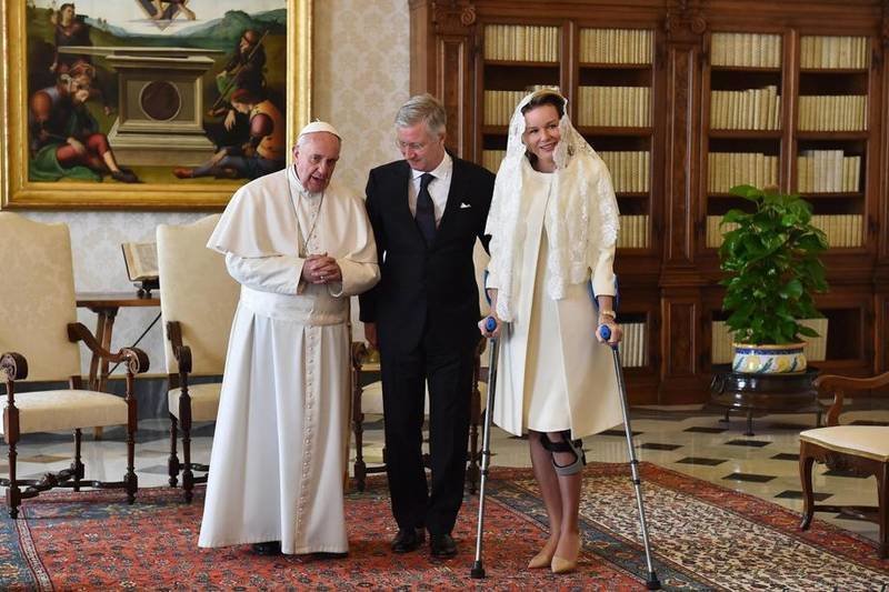Los reyes de Bélgica y el Papa Francisco.