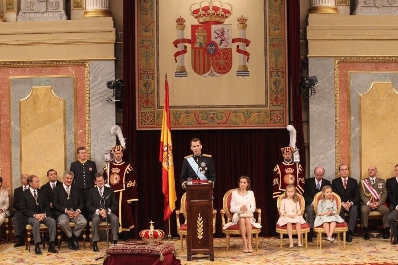 El rey Felipe, en la ceremonia de proclamación ante las Cortes en el Congreso.