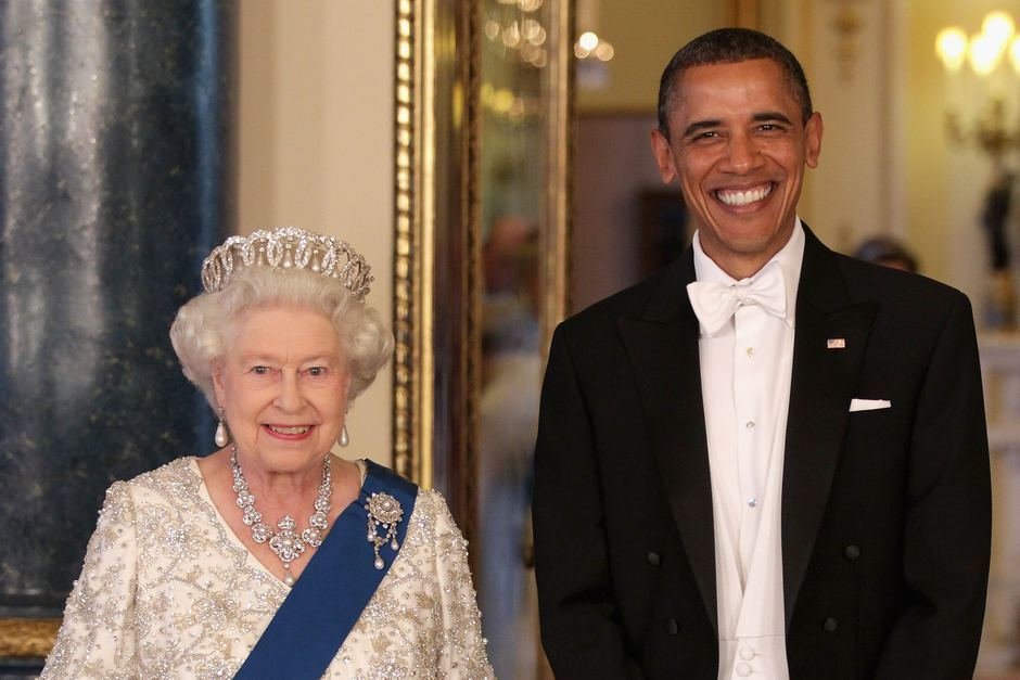 Isabel II y Barack Obama.