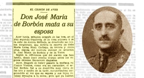 Retrato de José María de Borbón y de la Torre y noticia del suceso.