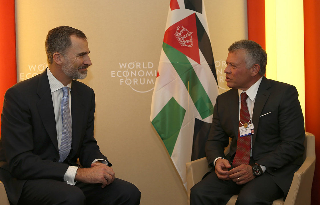 Felipe VI y Abdullah de Jordania en Davos