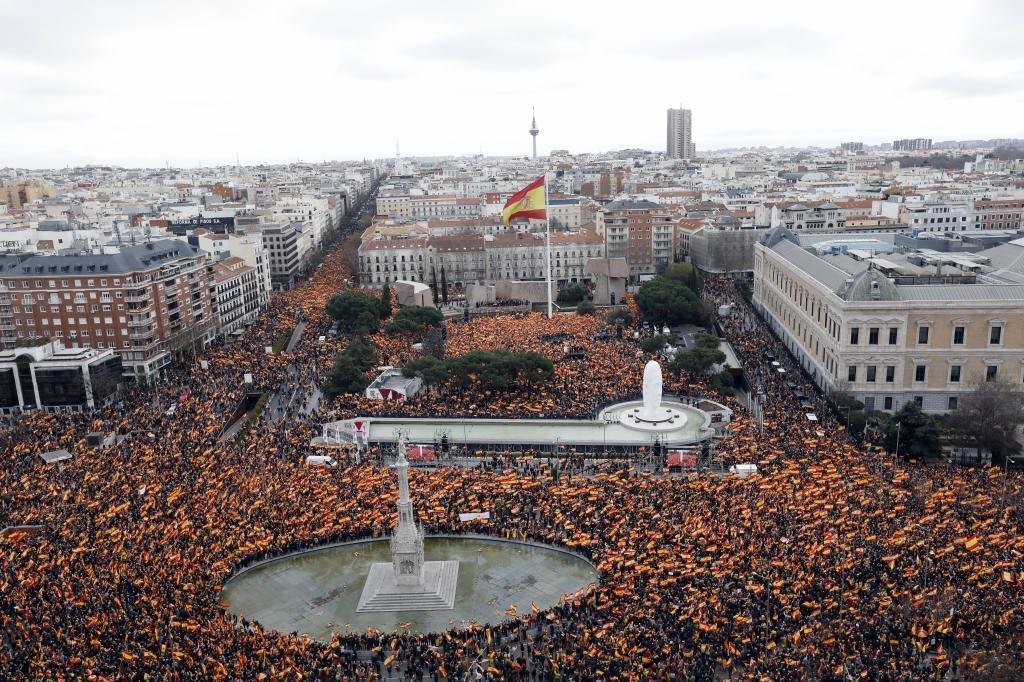 Imagen de la manifestación de este domingo en Colón por la unidad de España.