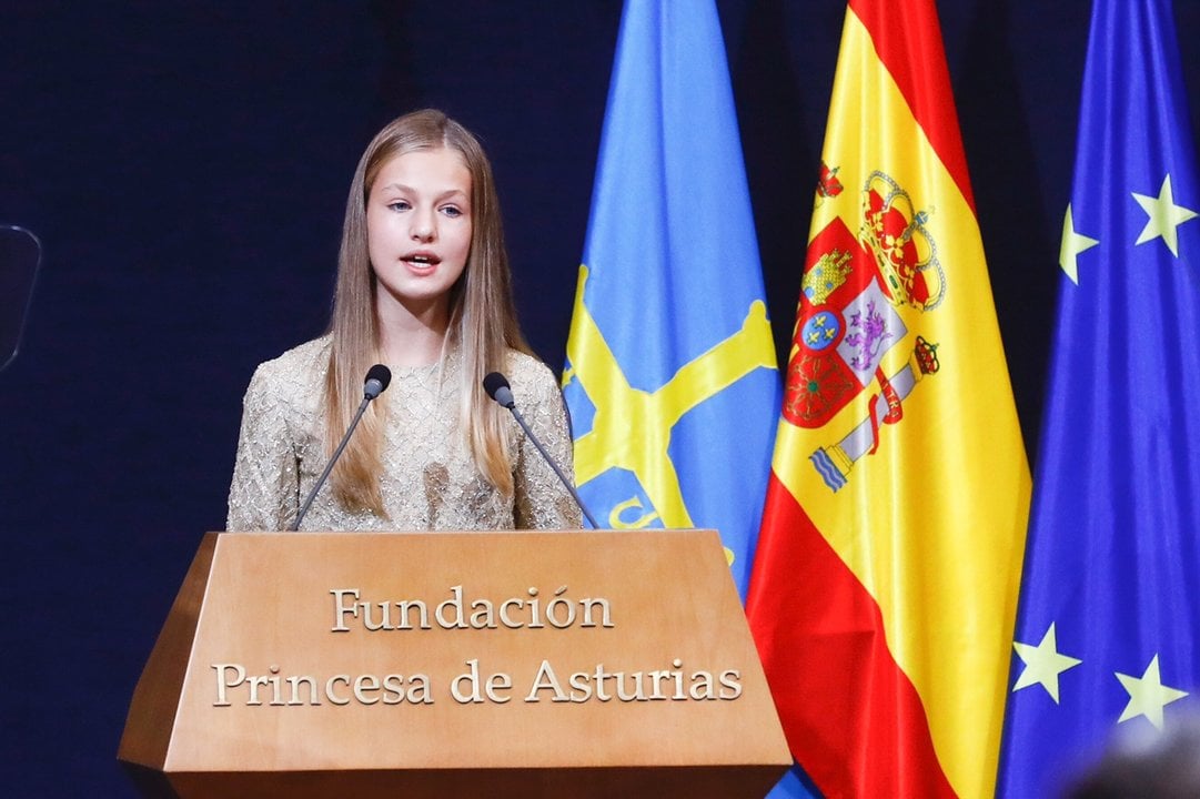 La princesa Leonor durante su intervención en los Premios Princesa de Asturias.