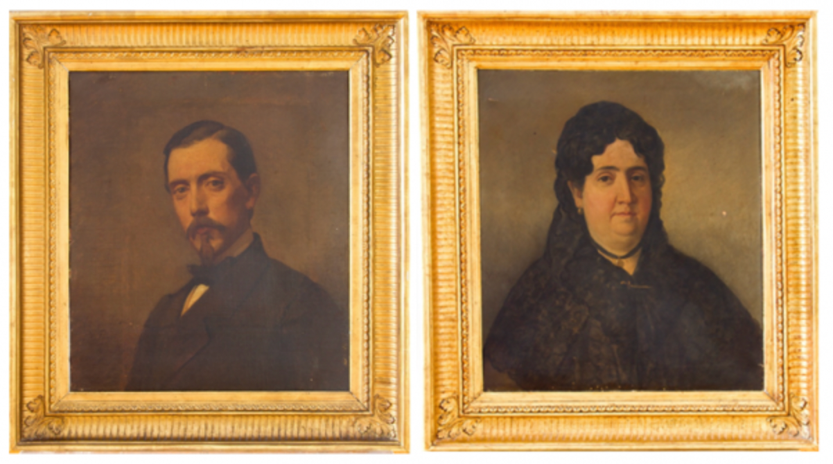 Retratos de Vicente Poleró y su esposa Camila García.
