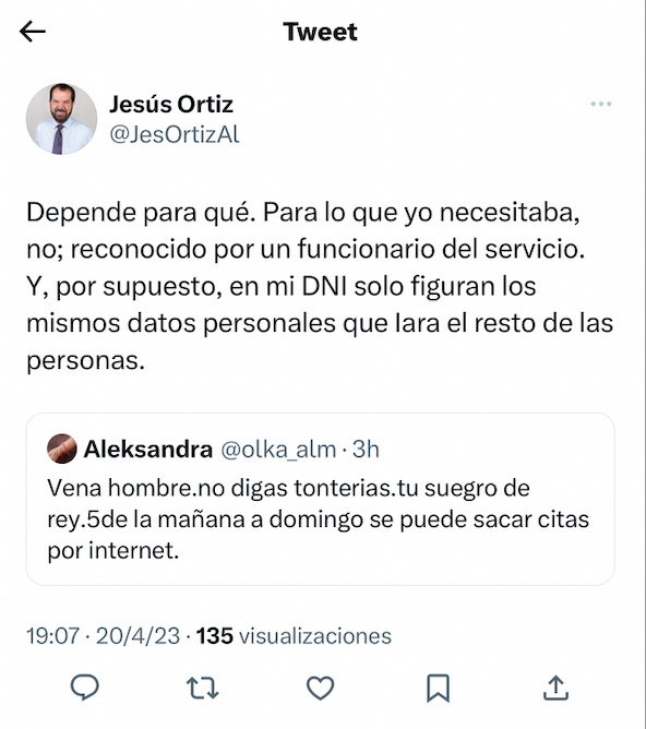 Tweet de Jesús Ortiz, padre de la reina Letizia.
