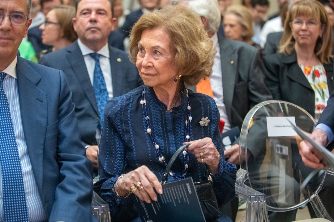 La Reina Doña Sofía llega al Palacio del Marqués de Salamanca para asistir a la II edición de los Premios Valor Añadido, que ponen en valor la importancia del talento sénior, a 29 de junio de 2023.
