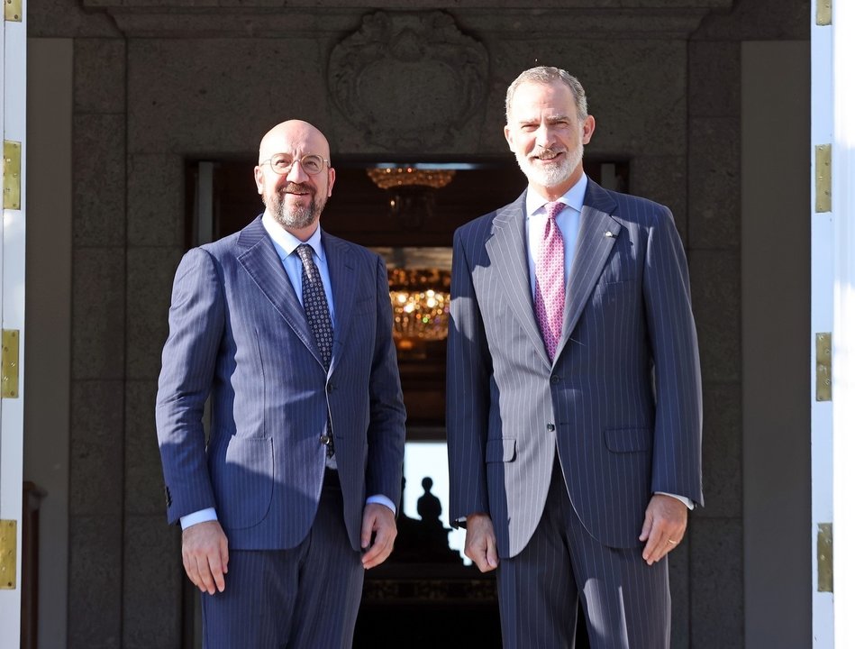 El Rey recibe en el Palacio de la Zarzuela al prsidente del Consejo Europeo.