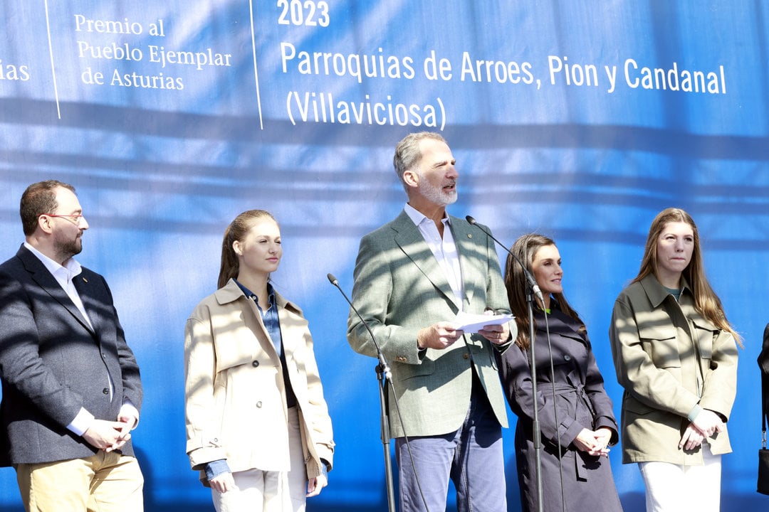 El rey Felipe interviene en la entrega del premio al Pueblo Ejemplar de Asturias 2023.