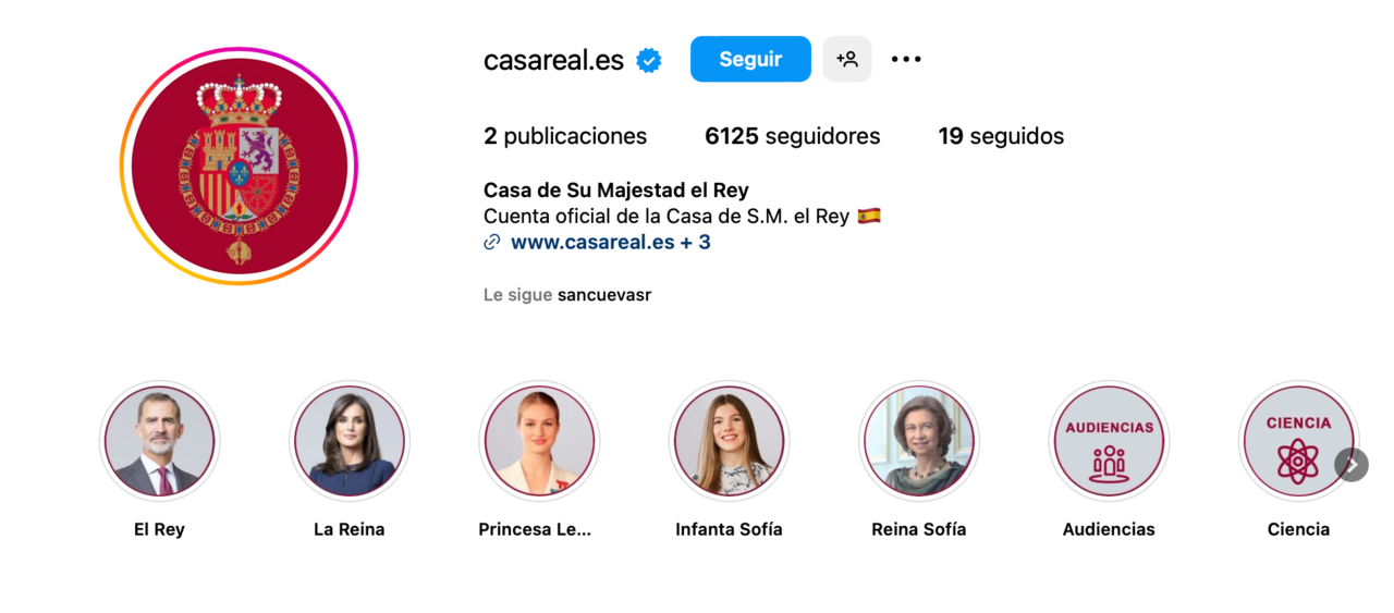Perfil de instagram de Casa Real.