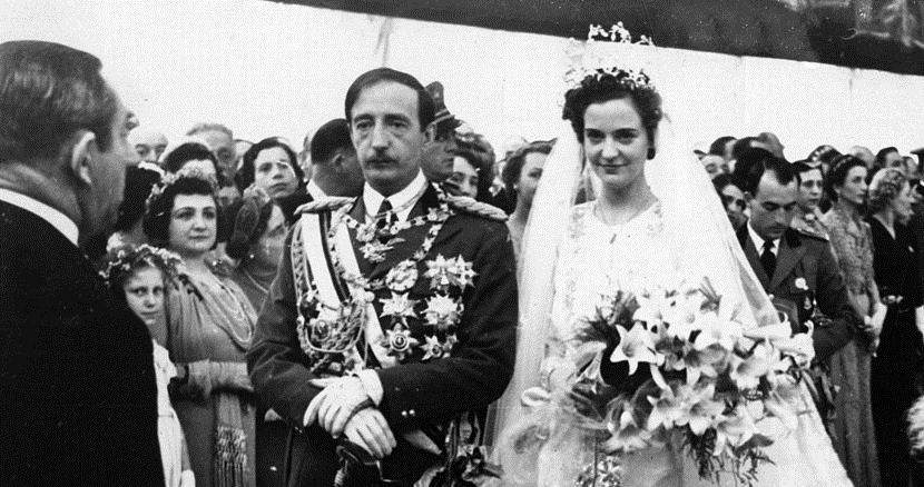 El rey Zog y la reina Geraldine de Albania, en su boda.