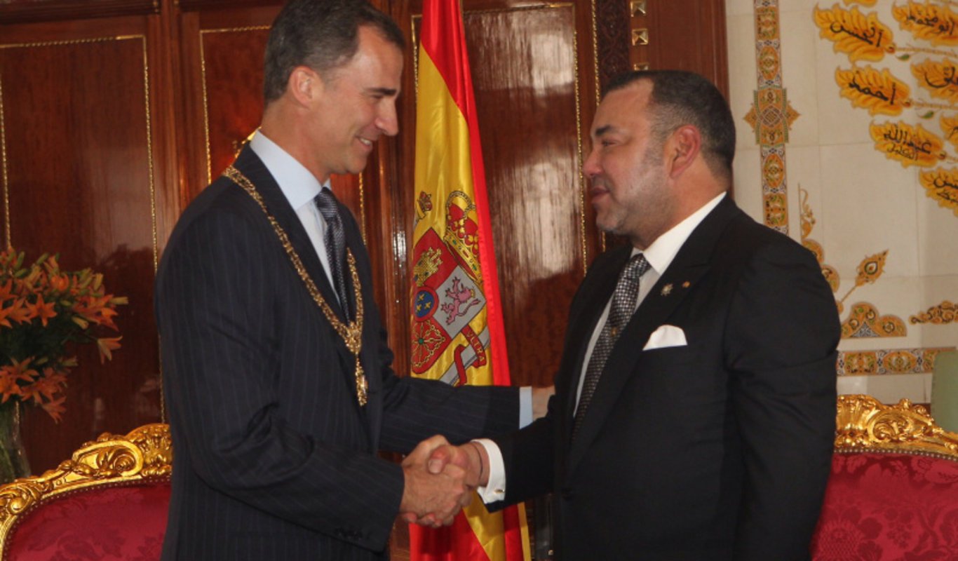 El rey Felipe junto a Mohamed VI de Marruecos.