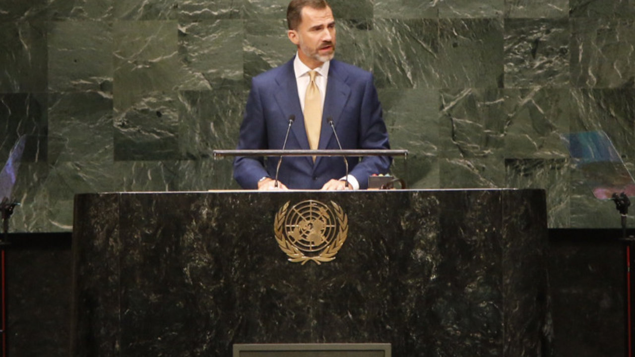 Felipe VI, durante su intervención en la Asamblea de Naciones Unidas.