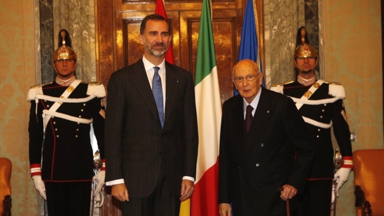 Felipe VI y el presidente de Italia, Giorgio Napolitano. 