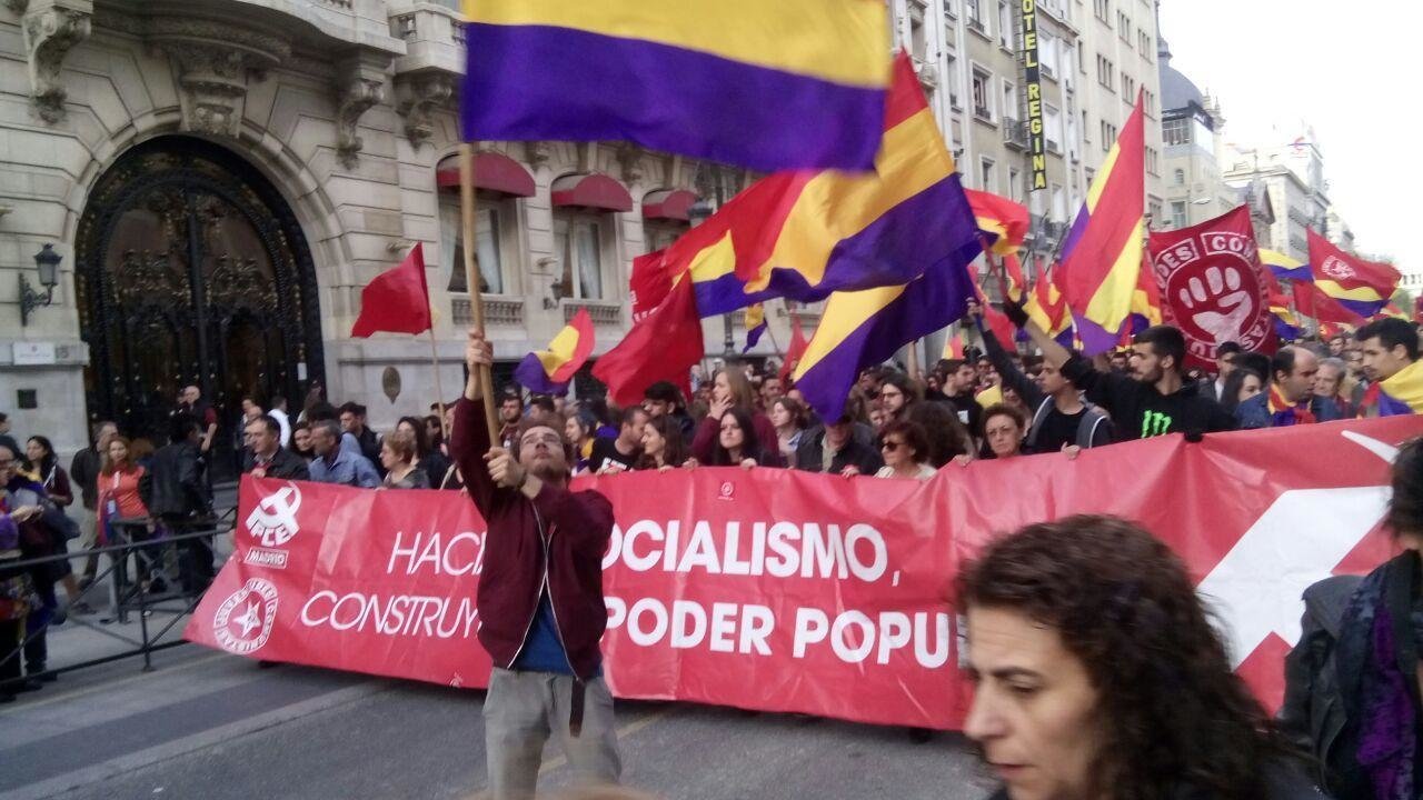 Manifestantes a favor de la República, en Madrid.