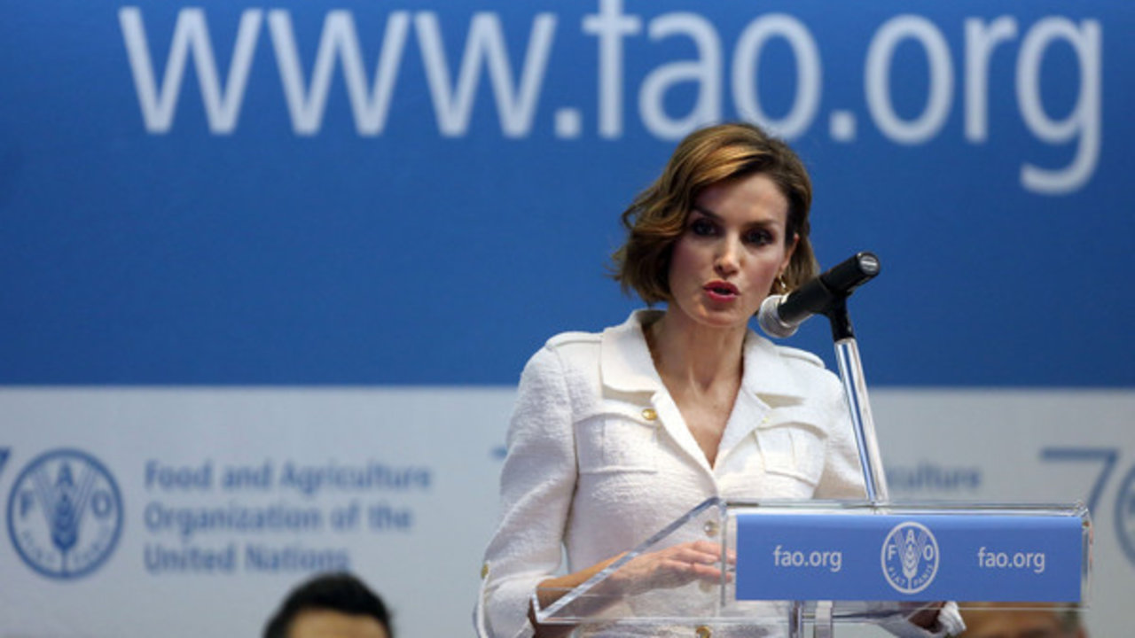 La reina Letizia, en su nombramiento como embajadora especial de la FAO para la nutrición.