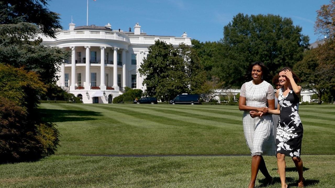 La reina Letizia y Michelle Obama en la Casa Blanca.