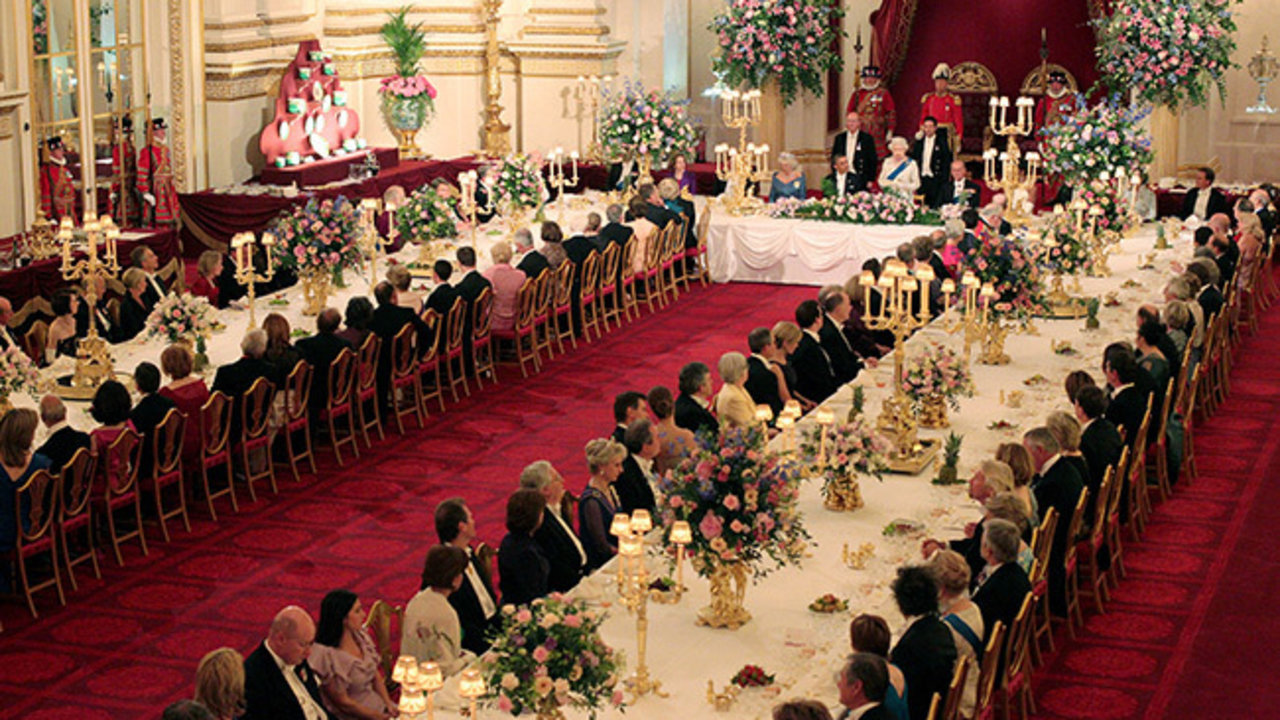 Banquete de Estado en el Palacio de Buckingham.