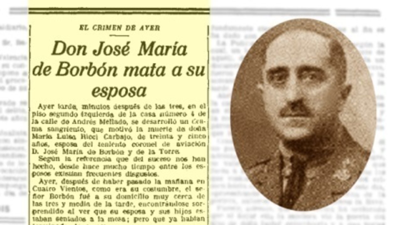 Retrato de José María de Borbón y de la Torre y noticia del suceso.