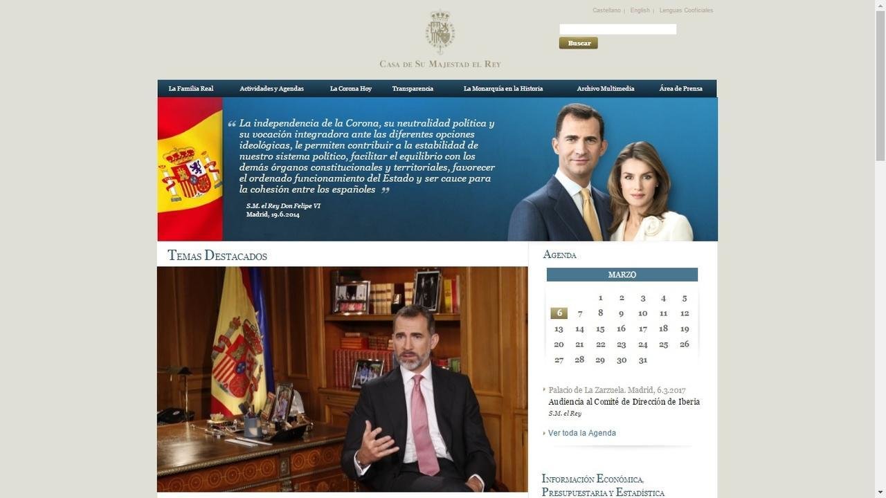 Página web de la Casa del Rey.