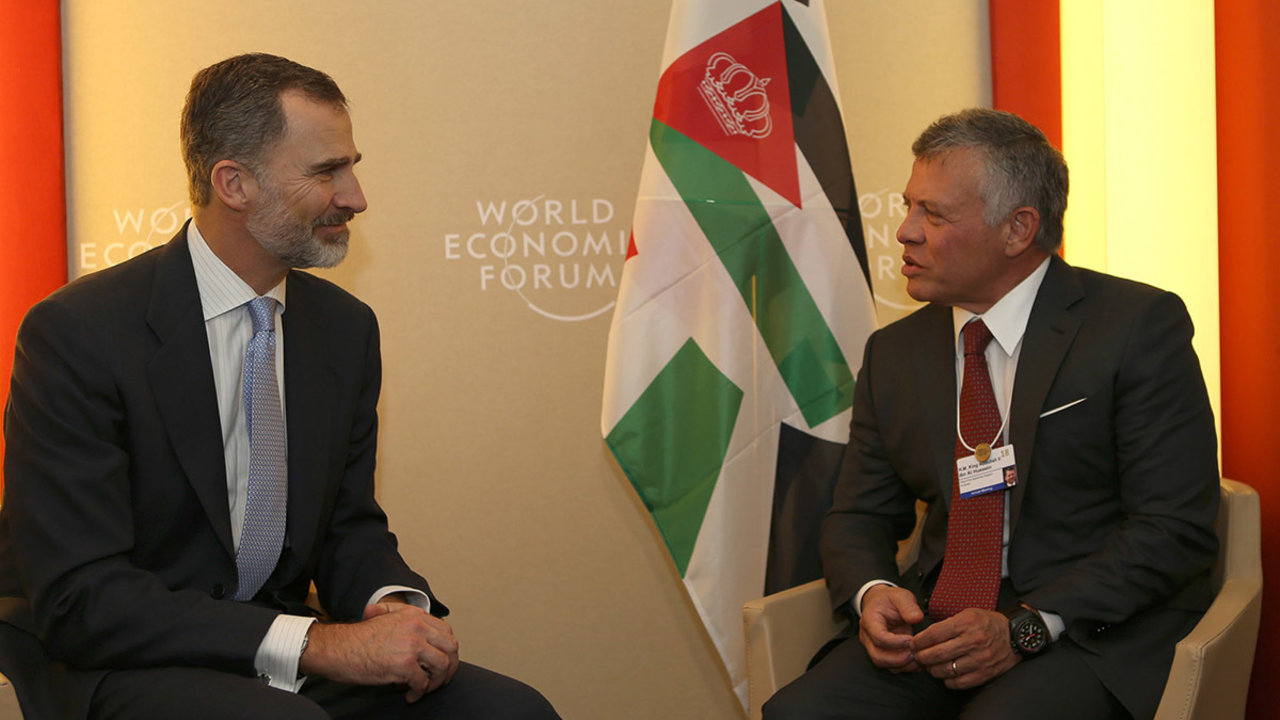 Felipe VI y Abdullah de Jordania en Davos
