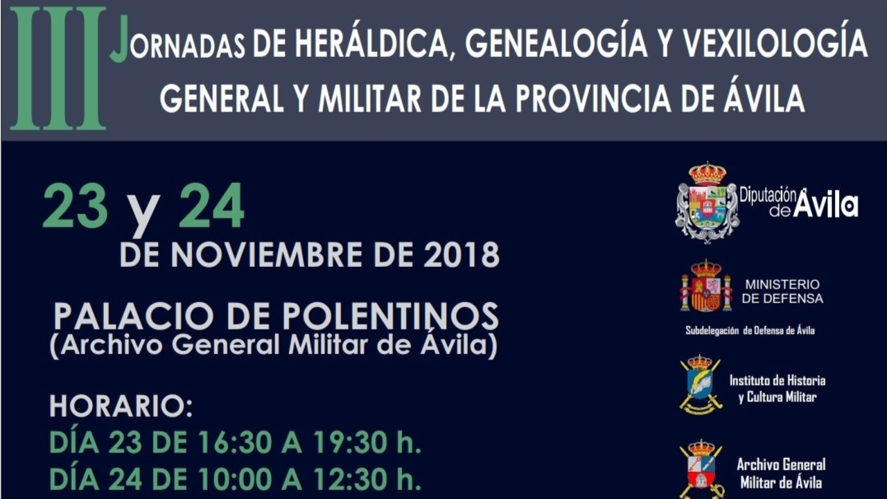Cartel de las III Jornadas de Heráldica, Genealogía y Vexilología General y Militar de Ávila