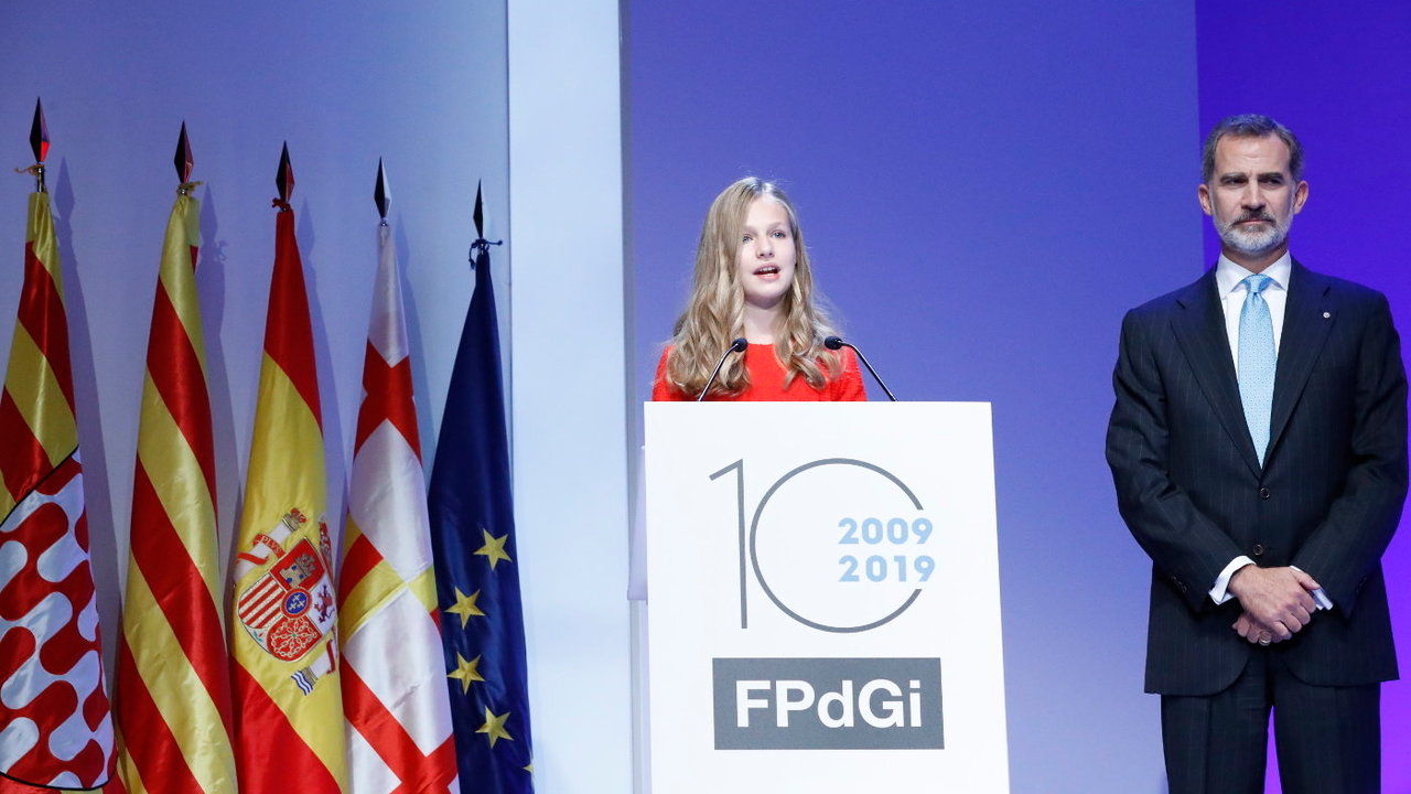 Leonor durante su discurso en los Premios Princesa de Girona