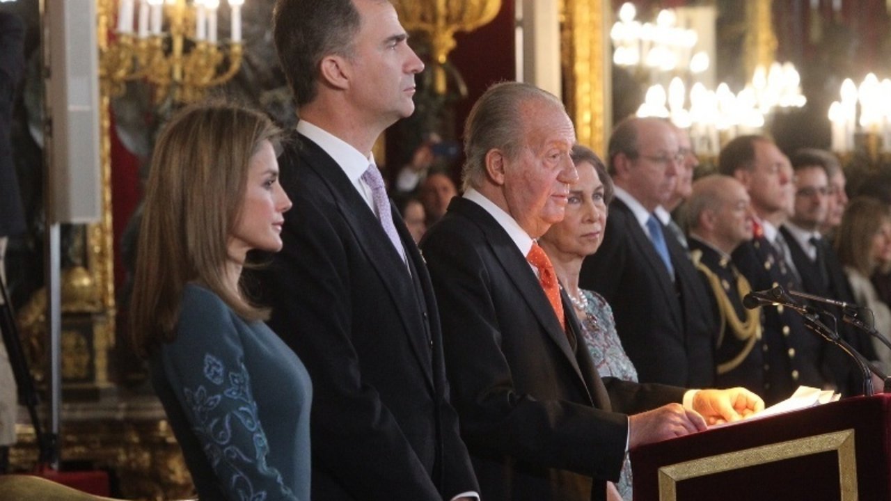 Los reyes y los príncipes de Asturias durante la recepción al Cuerpo Diplomático.