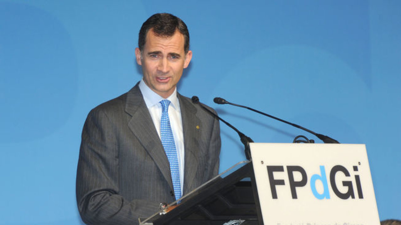El príncipe Felipe durante uno de sus discursos en catalán.