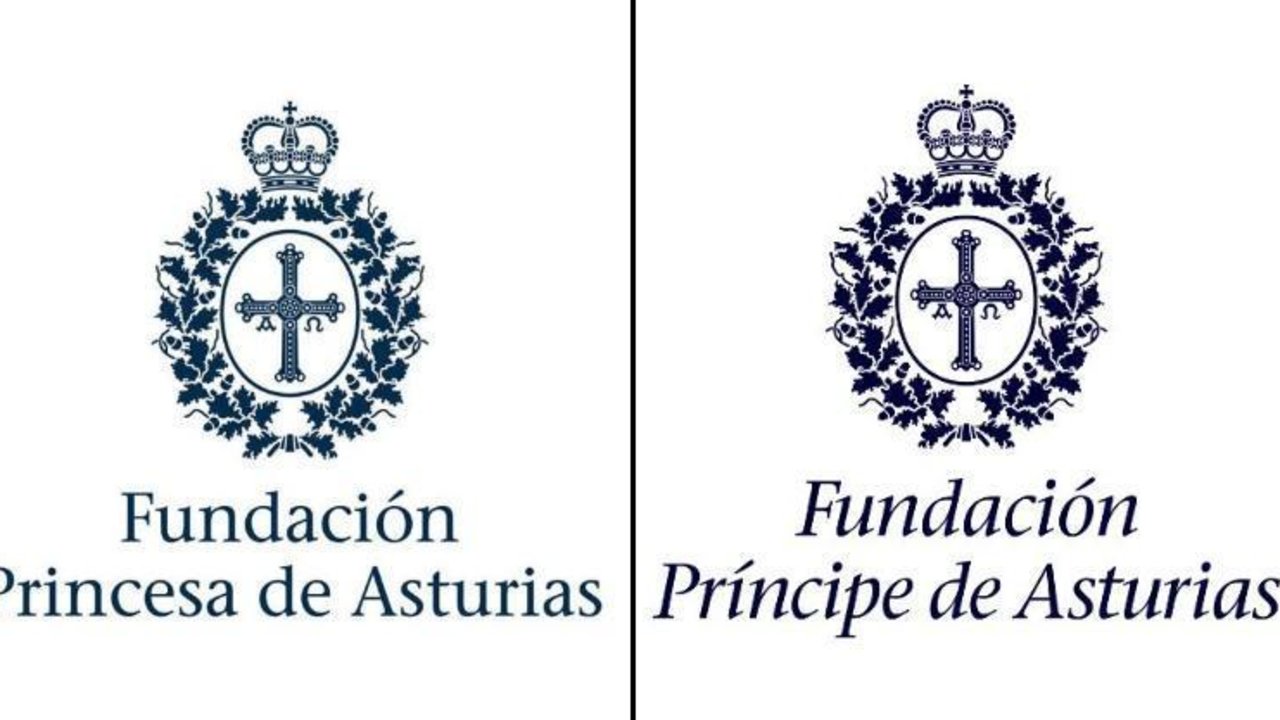 El logotipo actual de la Fundación Princesa de Asturias (izquierda) y el antiguo (derecha). 