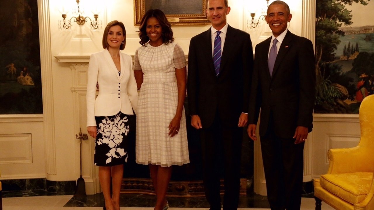 Los reyes junto a Barack Obama y su esposa Michelle.