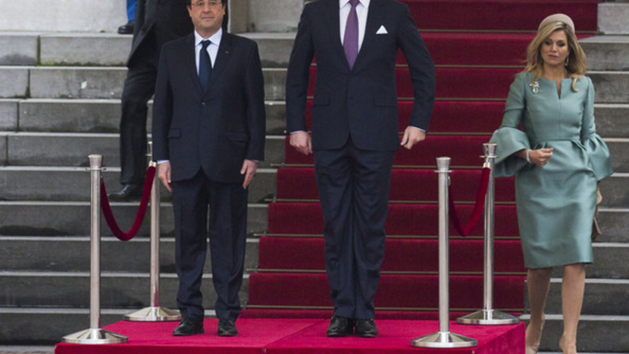 François Hollande, en su visita a Holanda con los reyes Guillermo y Máxima.