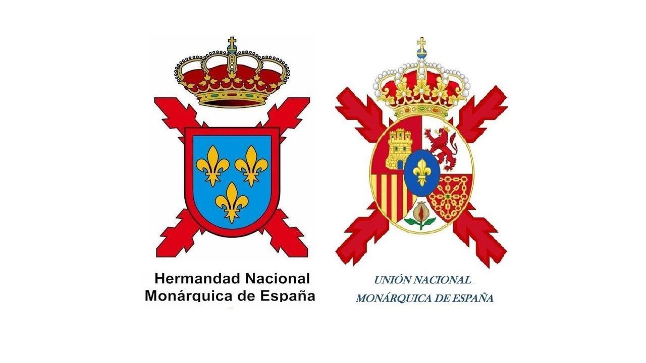 Escudos de la Hermandad Nacional Monárquica de España y Unión Nacional Monárquica de España.