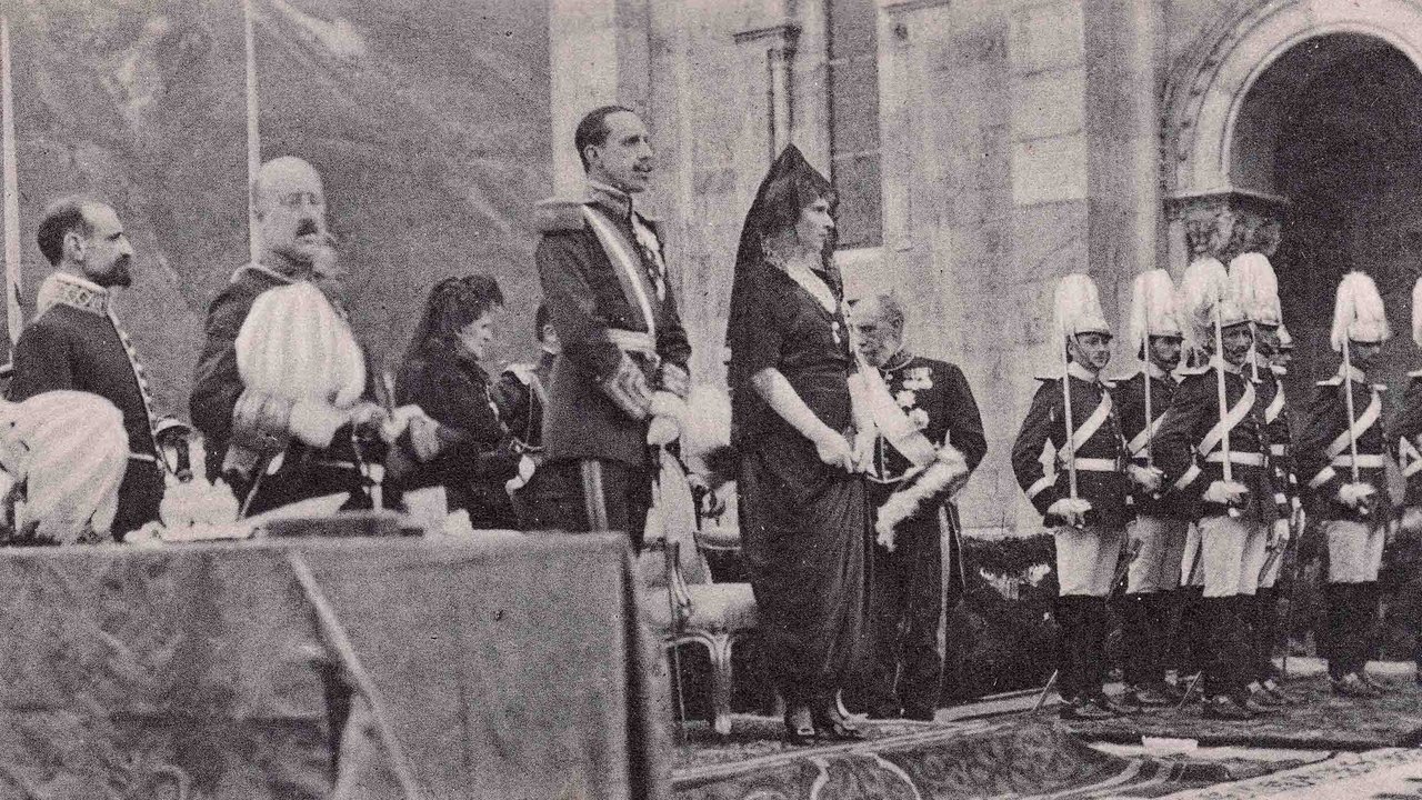 Alfonso XII, en 1918 en Covadonga (Foto: Museo de Covadonga).