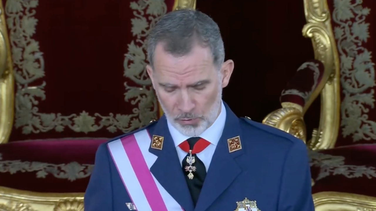 Felipe VI dando el discurso en la Pascua Militar de 2023.