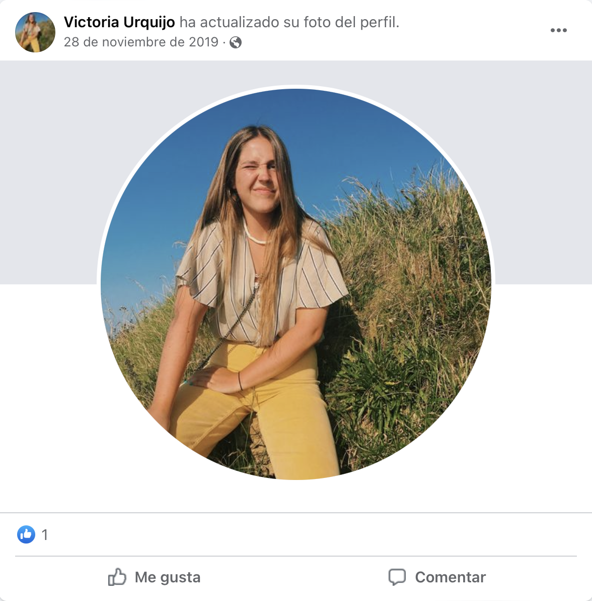 Foto de perfil de Facebook de Victoria Urquijo, hija del fallecido Juan Sierra.